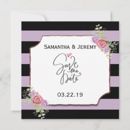Maßgeschneiderte Save the Date Streifen mit Blumen