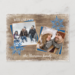 Maßgeschneiderte Schneeflocken und Holzplanen Postkarte