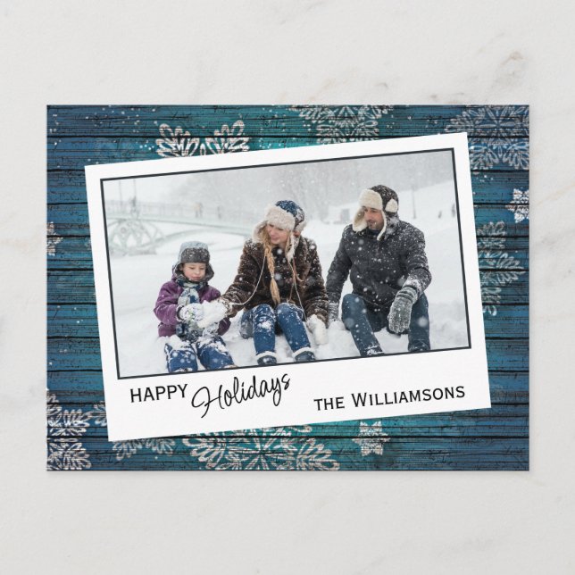 Maßgeschneiderte Schneeflocken und Holzplanen Postkarte (Vorderseite)