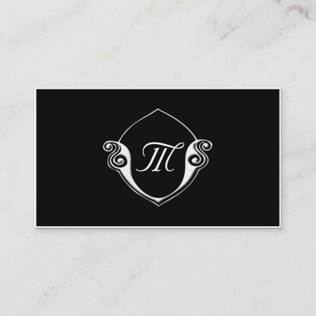 Maßgeschneiderte Schwarz/Weiß-Monogramm-Visitenkar Visitenkarte (Vorderseite)