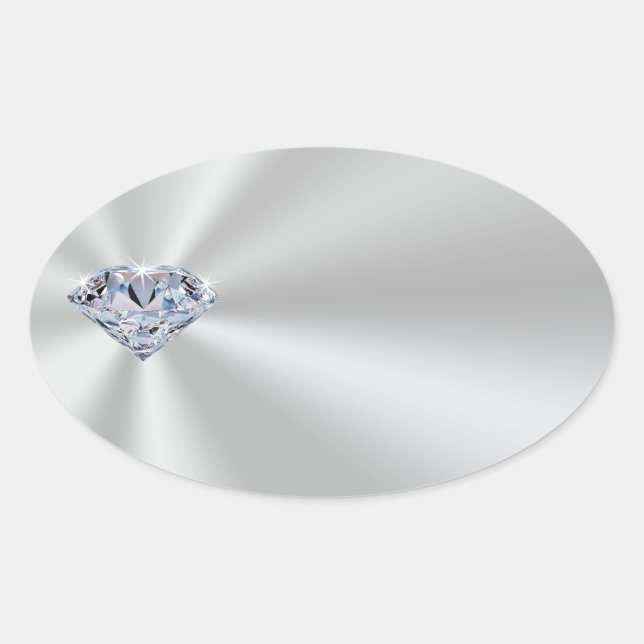 Maßgeschneiderte Silberfarben-Diamantkleber Ovaler Aufkleber (Vorderseite)