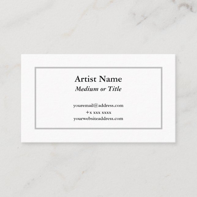 Maßgeschneiderte Silver Business Card für Künstler Visitenkarte (Vorderseite)