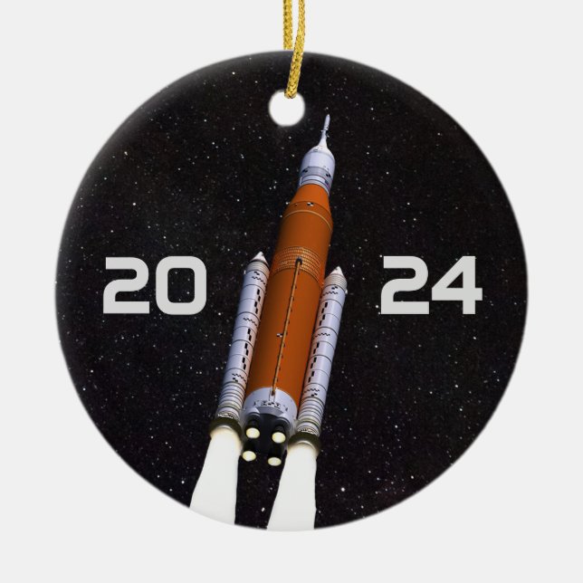 Maßgeschneiderte SLS-Weltraumraketenschreiberparte Keramik Ornament (Vorne)