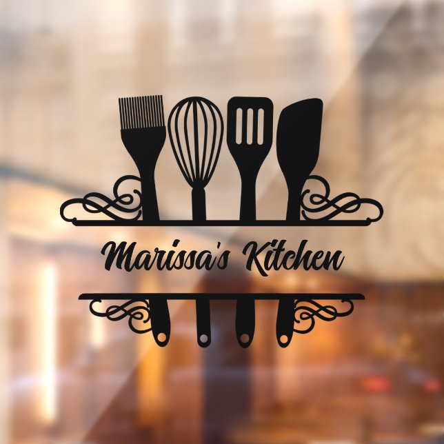 Maßgeschneiderte Split Kitchen Monogramm Fensteraufkleber (Blatt 2)