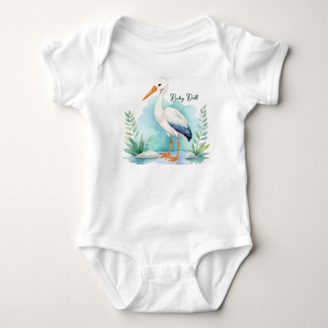 Maßgeschneiderte Stork Kinderzimmer Set Baby Puppe Baby Strampler (Vorderseite)