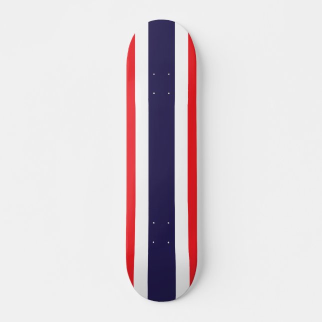 Maßgeschneiderte Streifen rot, weiß und blau Skateboard (Vorne)