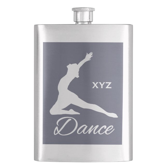 Maßgeschneiderte TANZEN-Monogramm- und Farbflasche Flachmann (Vorderseite)