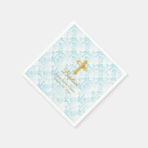Maßgeschneiderte Taufe in Blau, Weiß und Gold Serviette