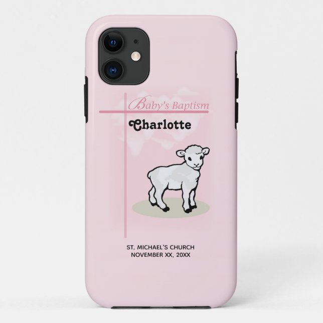 Maßgeschneiderte Taufe, Rosa, Mädchen, Lamm Case-Mate iPhone Hülle (Rückseite)
