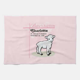Maßgeschneiderte Taufe, Rosa, Mädchen, Lamm Handtuch