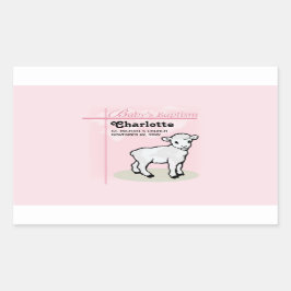 Maßgeschneiderte Taufe, Rosa, Mädchen, Lamm Rechteckiger Aufkleber