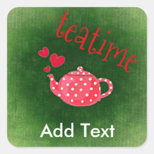 Maßgeschneiderte Teatime-Gastgeschenk-Sticker Quadratischer Aufkleber