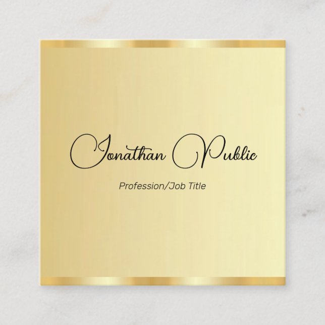 Maßgeschneiderte trendy Gold Look Typografy Templa Quadratische Visitenkarte (Vorderseite)