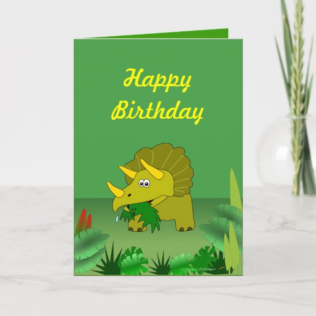 Maßgeschneiderte Triceratops Dinosaur Happy Birthd Karte (Vorderseite)