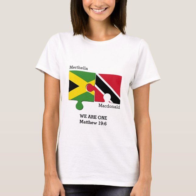 Maßgeschneiderte TRINIDAD JAMAICA Paare T-Shirt (Vorderseite)