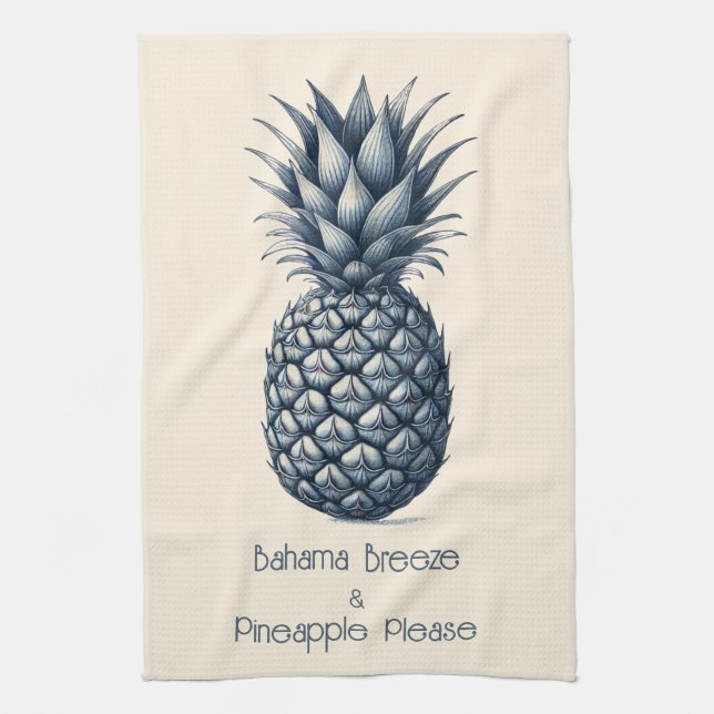 "Maßgeschneiderte Tropenblauer Ananas Geschirrtuch (Vertikal)