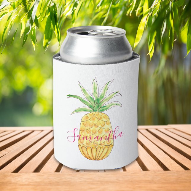 Maßgeschneiderte tropische Ananas Wasserfarbe Dosenkühler (Von Creator hochgeladen)