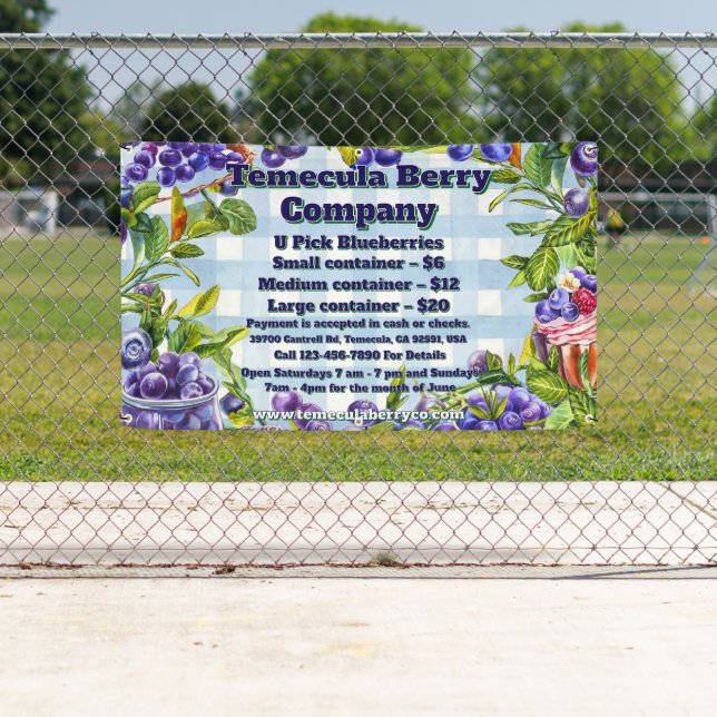 Maßgeschneiderte U-Pick Blue Berry Farm Sales Werb Banner (Insitu)