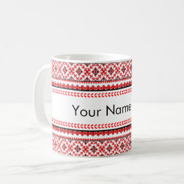 Maßgeschneiderte ukrainische Stickerei Rot Kaffeetasse