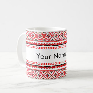 Maßgeschneiderte ukrainische Stickerei Rot Kaffeetasse