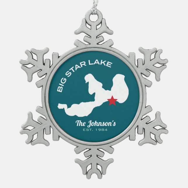 Maßgeschneiderte Ursprünge im Stil des 19. Jahrhun Schneeflocken Zinn-Ornament (Vorderseite)