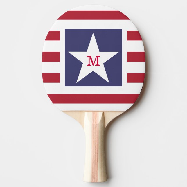 Maßgeschneiderte US Flagge USA Momogram Tischtennis Schläger (Vorderseite)