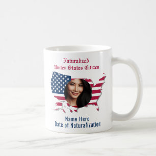 Maßgeschneiderte USA Flag Map Naturalized Citizen Kaffeetasse