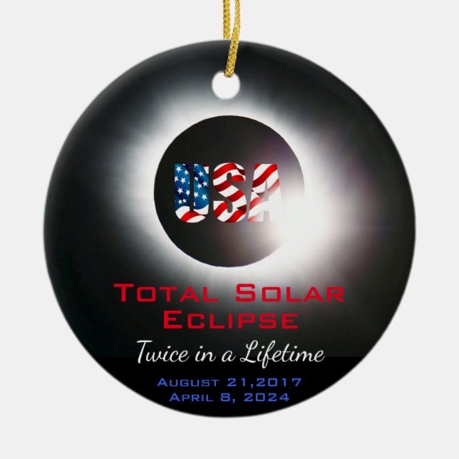 Maßgeschneiderte USA Gesamte Sonnenfinsternis 2017 Keramik Ornament (Vorne)