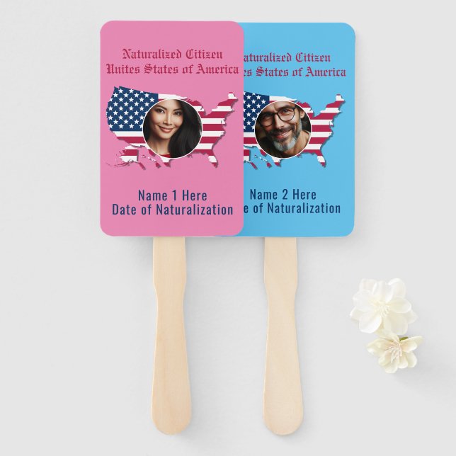 Maßgeschneiderte USA Naturalized Citizen Seine Her Fächer (Vorne und Hinten)