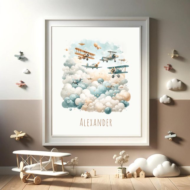 Maßgeschneiderte Vintage Flugzeuge und Wolkenposte Poster (Von Creator hochgeladen)