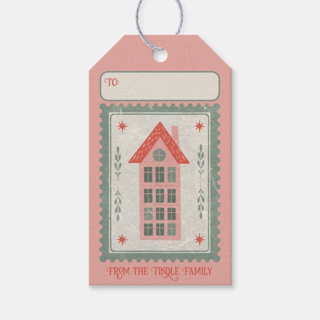 Maßgeschneiderte Vintage rustikale, knackige Papie Geschenkanhänger (Vorderseite)