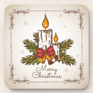 Maßgeschneiderte Vintage Weihnachtskerze Getränkeuntersetzer