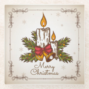 Maßgeschneiderte Vintage Weihnachtskerze Glasuntersetzer