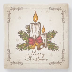 Maßgeschneiderte Vintage Weihnachtskerze Steinuntersetzer