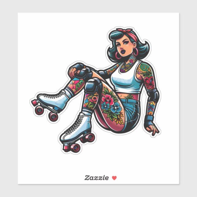 Maßgeschneiderte Vinyl-Aufkleber: Roller Girl Aufkleber (Blatt)