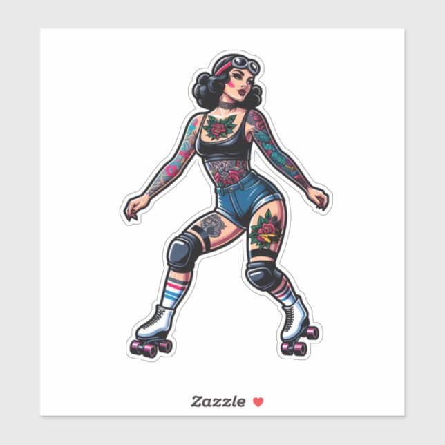 Maßgeschneiderte Vinyl-Aufkleber: Roller Girl Aufkleber (Blatt)