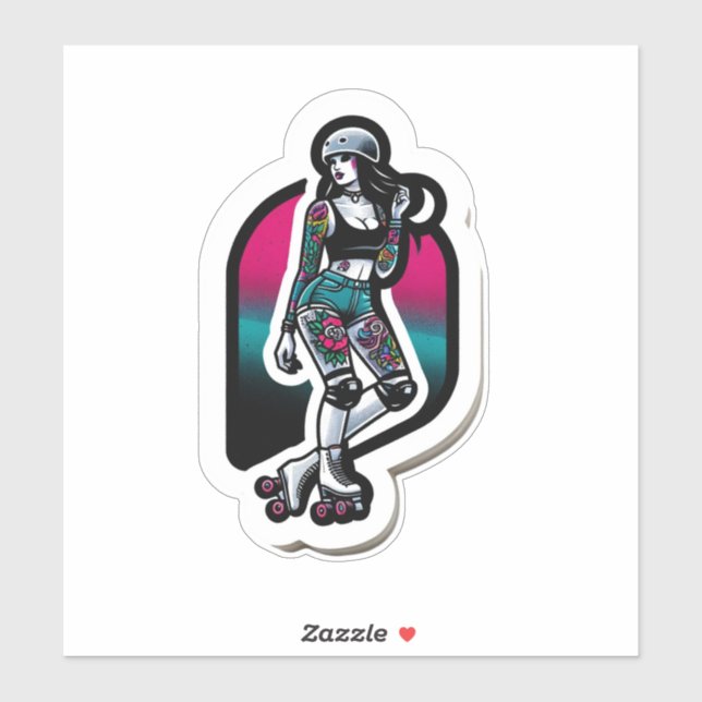 Maßgeschneiderte Vinyl-Aufkleber: Roller Girl Aufkleber (Blatt)