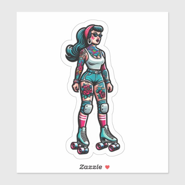 Maßgeschneiderte Vinyl-Aufkleber: Roller Girl Aufkleber (Blatt)