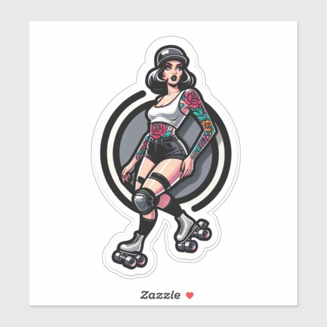 Maßgeschneiderte Vinyl-Aufkleber: Roller Girl Aufkleber (Blatt)