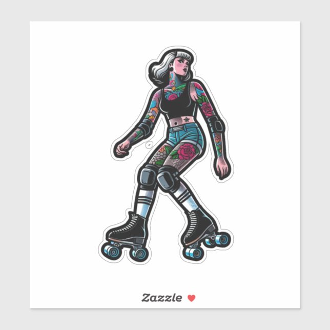 Maßgeschneiderte Vinyl-Aufkleber: Roller Girl Aufkleber (Blatt)