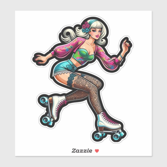 Maßgeschneiderte Vinyl-Aufkleber: Roller Girl Aufkleber (Blatt)