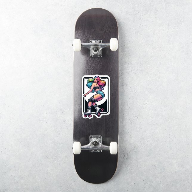 Maßgeschneiderte Vinyl-Aufkleber: Roller Girl Aufkleber (Skateboard)