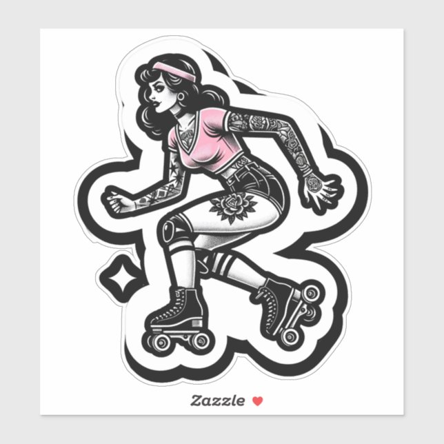Maßgeschneiderte Vinyl-Aufkleber: Roller Girl Aufkleber (Blatt)