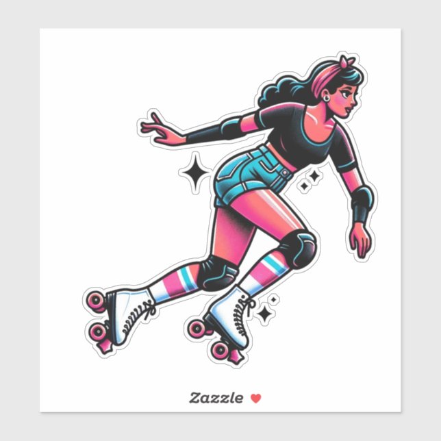 Maßgeschneiderte Vinyl-Aufkleber: Roller Girl Aufkleber (Blatt)
