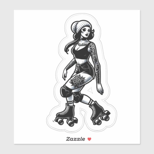 Maßgeschneiderte Vinyl-Aufkleber: Roller Girl Aufkleber (Blatt)