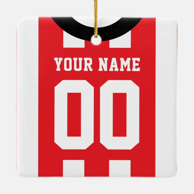 Maßgeschneiderte Vorlage für das Sports Jersey Red Keramikornament (Rückseite)