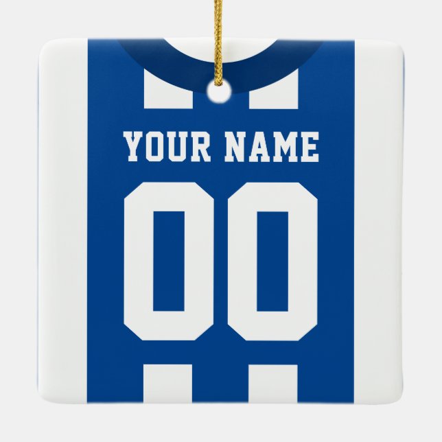 Maßgeschneiderte Vorlage für Sports Jersey Blue Keramikornament (Rückseite)
