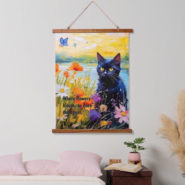 Maßgeschneiderte Wandkunst, Wandbehängung mit Blum Wandteppich Mit Holzrahmen (Schlafzimmer)