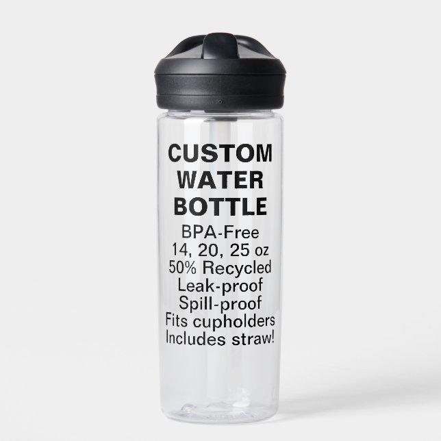 Maßgeschneiderte Wasserflasche + Stroh (BPA BPS BP Trinkflasche (Vorderseite)