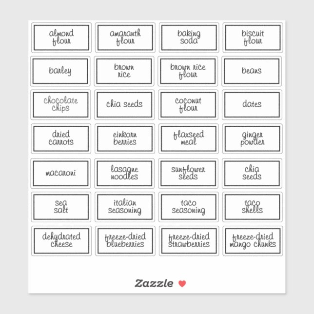 Maßgeschneiderte Waterproof White Pantry Labels (Blatt)